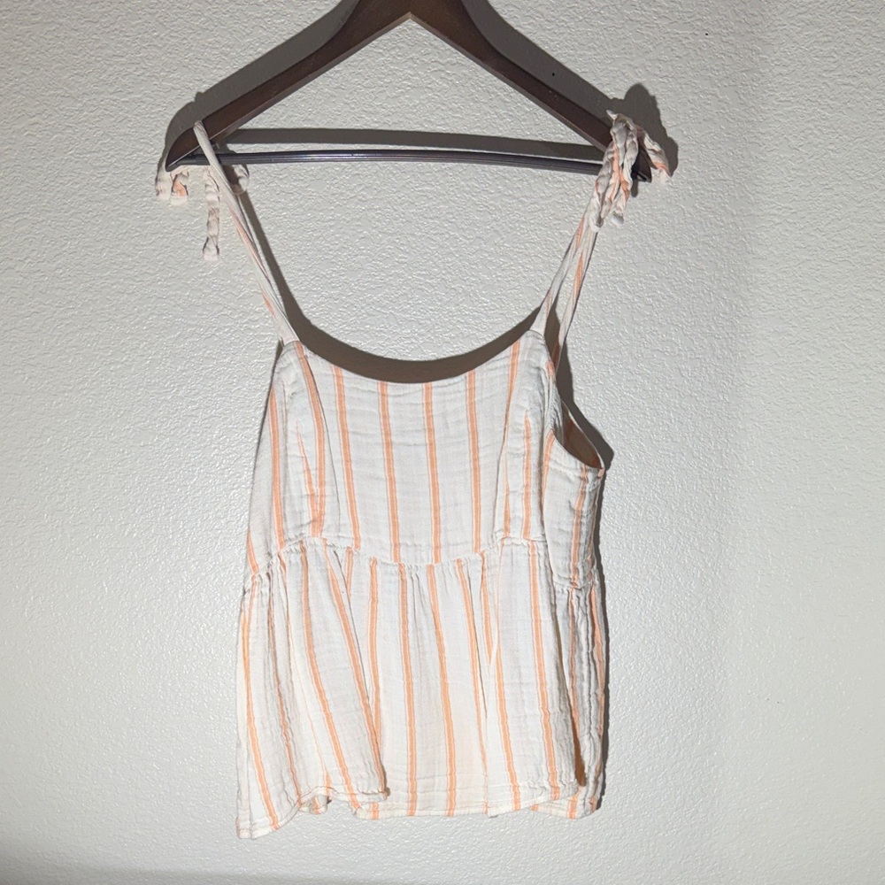 Old Navy Orange and White Striped Tank Top